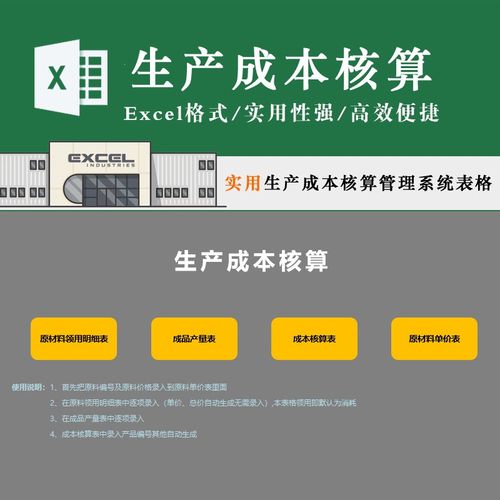 生產成本核算管理系統 原材料領用明細產品產量原料單價表格模板
